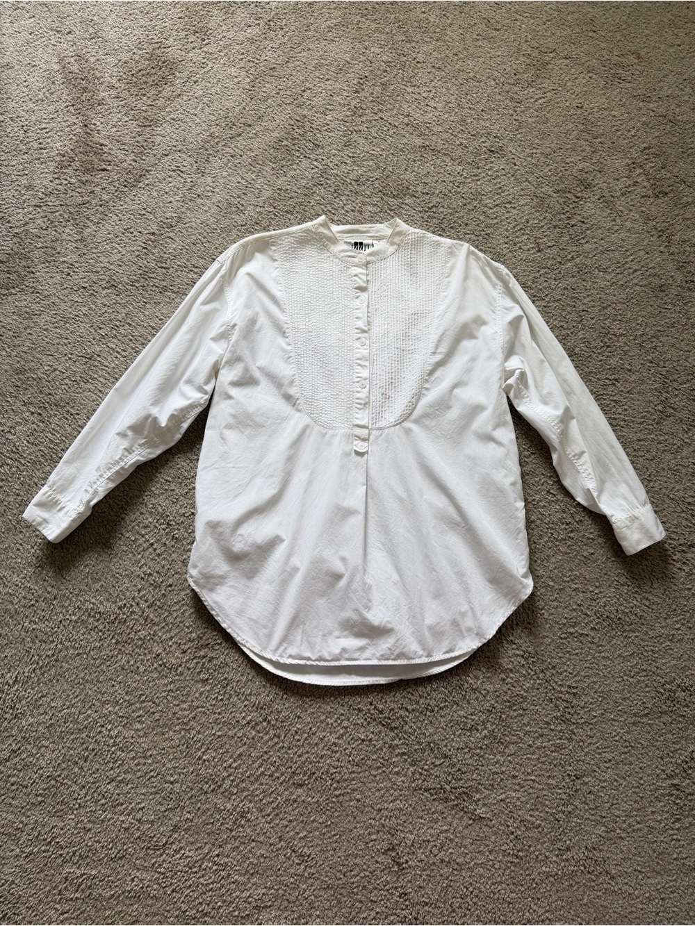 VTG ~ 1990s ~ Bizzit ~ White Pintuck Bib Tunic Blouse ~ Classic ~ Size M